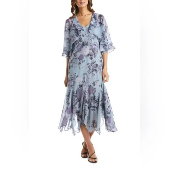 R&M Richards blue purple 2 piece long formal dress with jacket. Size 14. NWT. - Picture 9 of 16